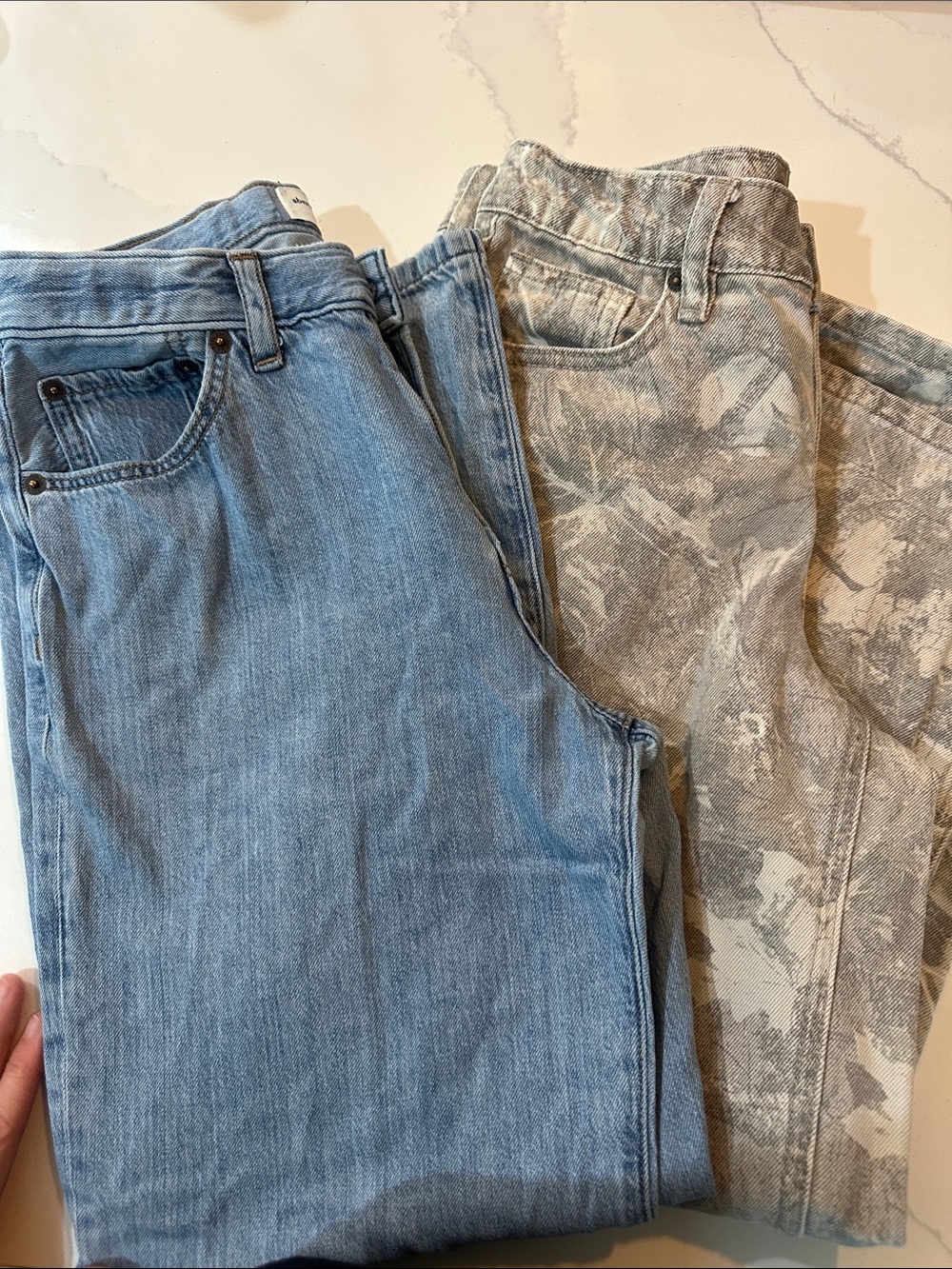 2 pair Jeans Boys size 14 jeans Abercrombie baggy and RSQ camo baggy